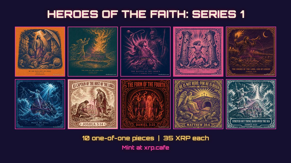 All 10 Heroes of the Faith: Series 1 pieces in a 5 by 2 grid